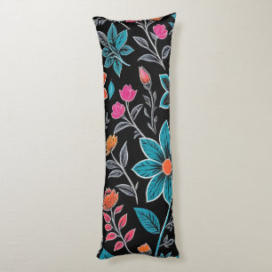 Coussins Longs Linoprint coloré motif floral