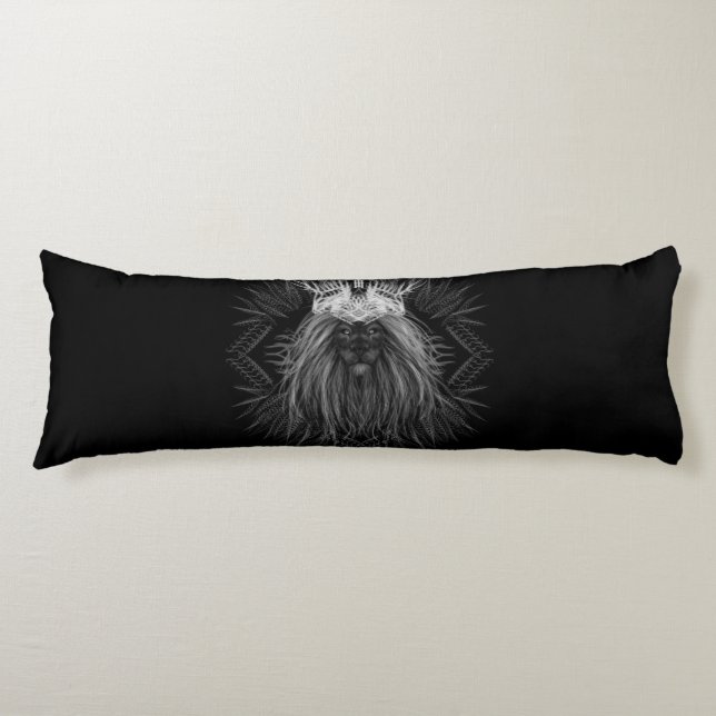 Coussins Longs Lion avec couronne Monogramme Oreiller corps (Devant)