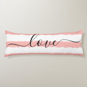 Coussins Longs Love Sleep Blue Blanc Rayé Aquarelle    
