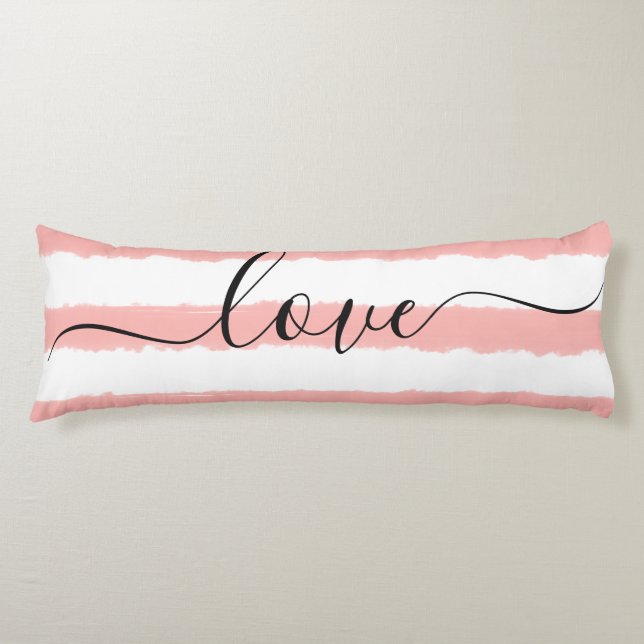 Coussins Longs Love Sleep Blue Blanc Rayé Aquarelle     (Devant)