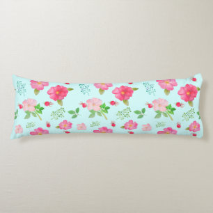 Coussins Longs Lovely Wild Roses et Rose Hips Motif aquarelle