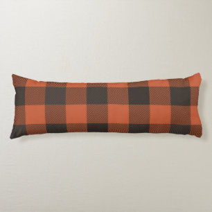 Coussins Longs Lumineux Orange Et Noir Plaid