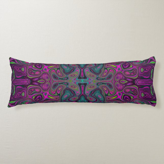 Coussins Longs Magenta Abstrait et Motif Super Turquoise (Devant)