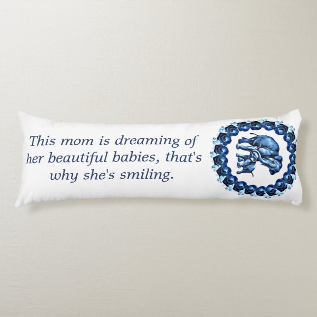 Coussins Longs Maman, moi et roses en bleu (Devant)