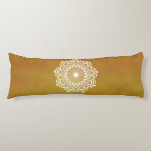 Coussins Longs Mandala blanc sur fond doré