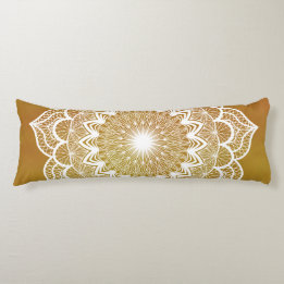 Coussins Longs Mandala blanc sur fond doré