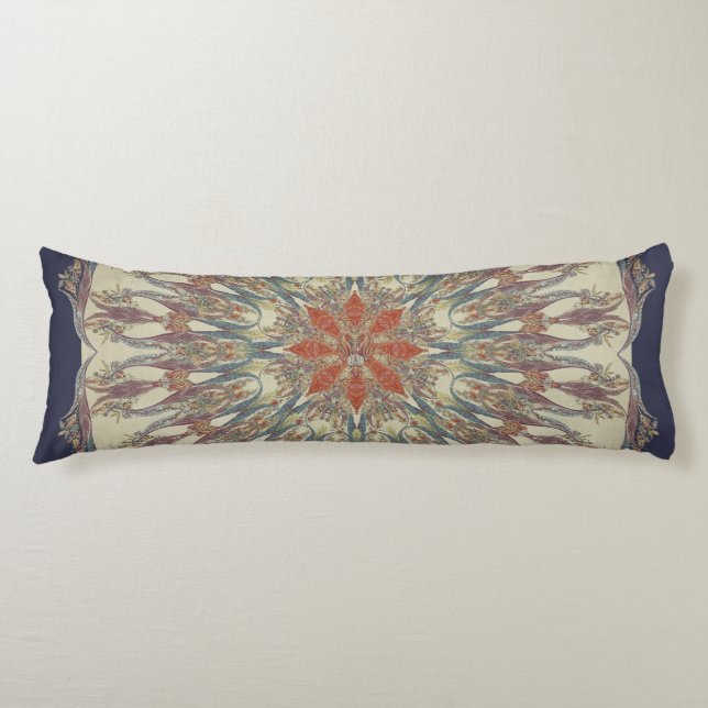 Coussins Longs Mandala Boho Bohemian Paisley Tribal Navy Purple (Devant)
