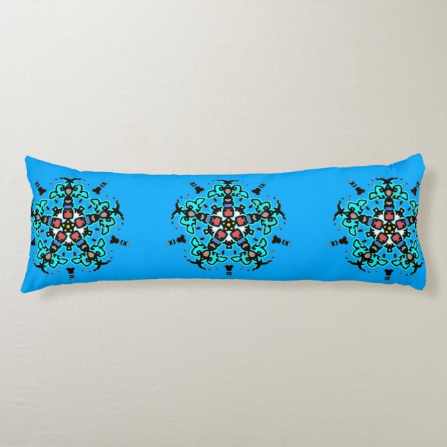 Coussins Longs Mandala Floral Azur Sans Couture (Devant)