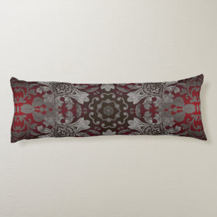 Coussins Longs mandala gothique de renaissance métallique rouge e