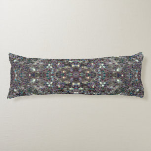 Coussins Longs Mandala mosaïque argentée colorée scintillante