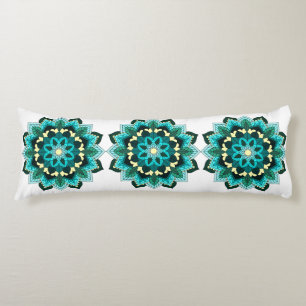 Coussins Longs Mandala Motif 02 en aqua