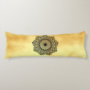 Coussins Longs Mandala noir sur fond or doux