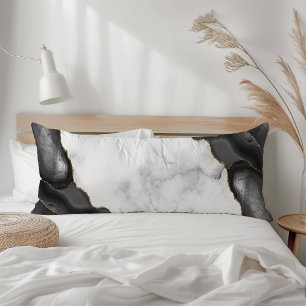 Coussins Longs Marbre Blanc Agate Noire Dorée