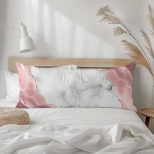 Coussins Longs Marbre blanc agate rose poudré doré