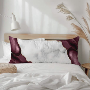 Coussins Longs Marbre blanc agate rouge de Bourgogne doré