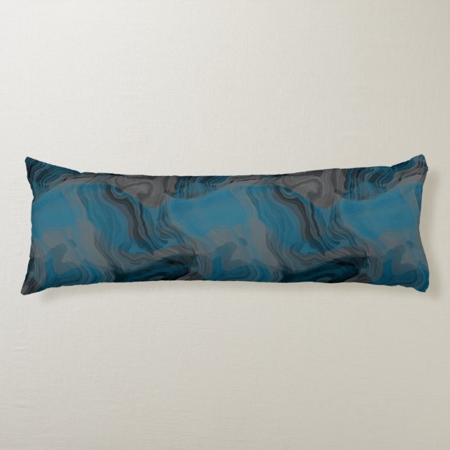 Coussins Longs Marbre bleu et gris Abstrait (Devant)