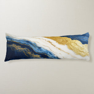 Coussins Longs Marbre bleu marine de luxe et feuille d'or