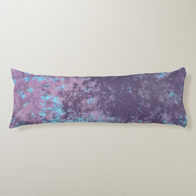Coussins Longs Marbre bleu, rose et violet Abstrait (Devant)