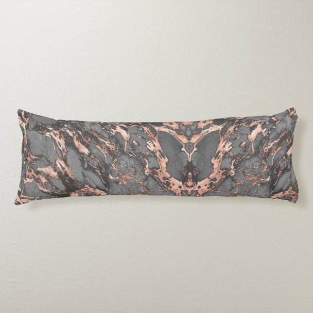 Coussins Longs Marbre rose gris or design moderne (Devant)