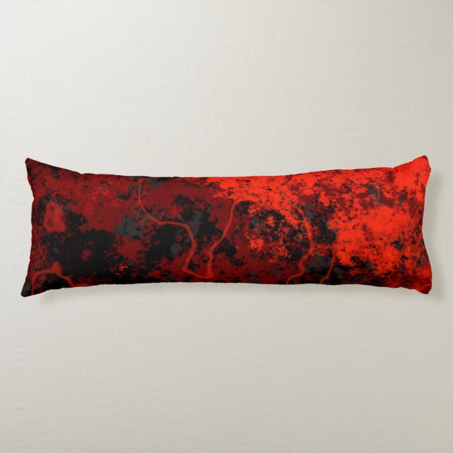 Coussins Longs Marbre rouge, noir et gris Abstrait (Devant)