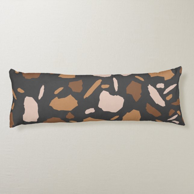 Coussins Longs Marbre Terrazzo Brun, Beige, Tan et Gris (Dos)
