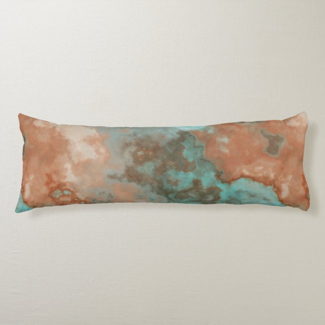 Coussins Longs Marbre turquoise et rouille Abstrait (Devant)