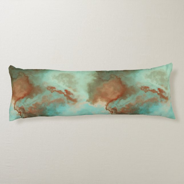 Coussins Longs Marbre turquoise et rouille Abstrait (Dos)