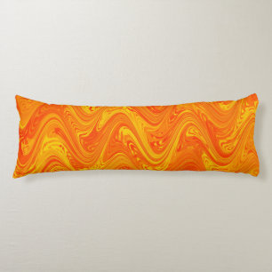 Coussins Longs Marbrure Orange Jaune Rouge Motif