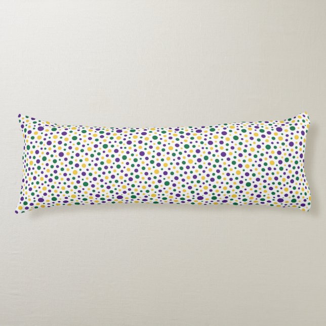 Coussins Longs Mardi Gras coloré à pois (Devant)