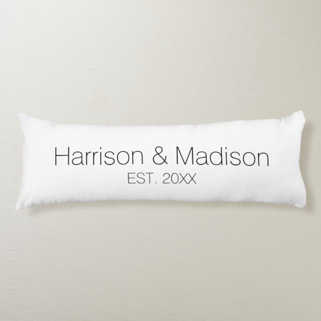 Coussins Longs Mariage de date du nom du couple noir blanc person (Devant)