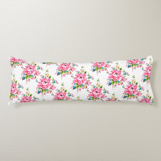Coussins Longs Mariage Pink Peony bouquet de fleurs motif (Devant)