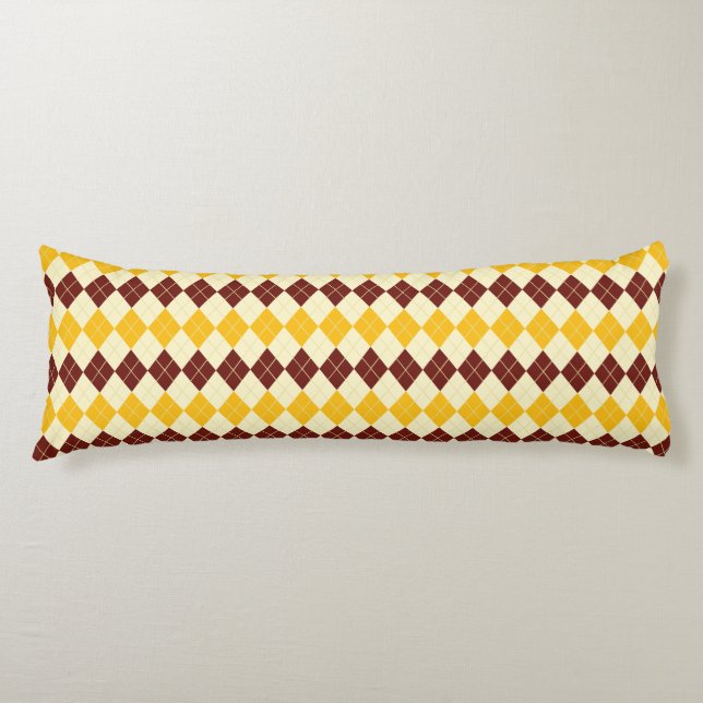 Coussins Longs Marron - Jaune Motif Tartan Écossais (Devant)