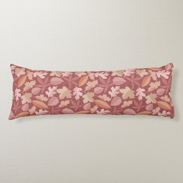 Coussins Longs Marsala motif feuille (Devant)