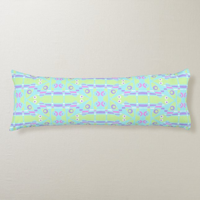 Coussins Longs Mazipoodé Leapfrog -Vert bleu violet rose blanc (Devant)