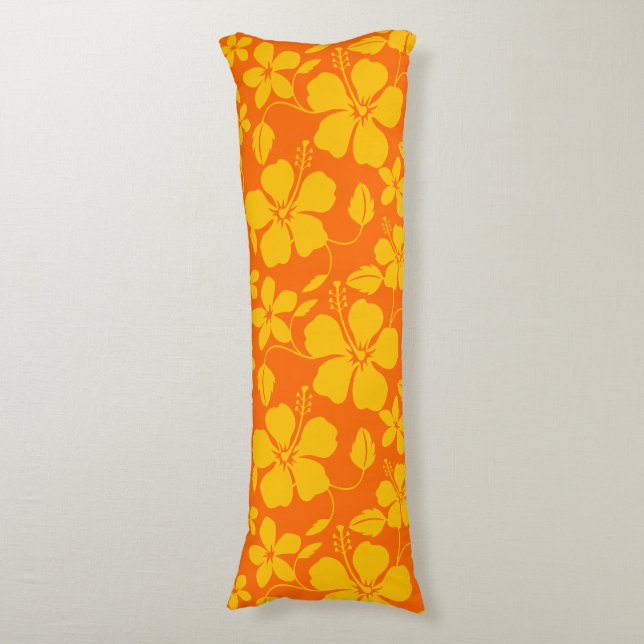 COUSSINS LONGS MÉLANGE D'ORANGE HULA HAWAIEN (HIBISCUS) (Devant (Vertical))