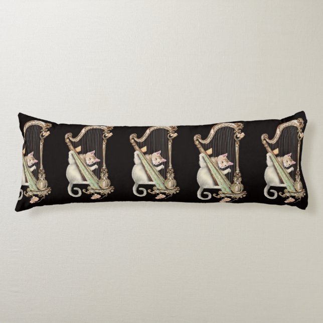 Coussins Longs Melodic Cat – Ornate Harp Body Pillow (Devant)