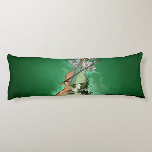 Coussins Longs Merveilleux violon avec fleurs (Dos)