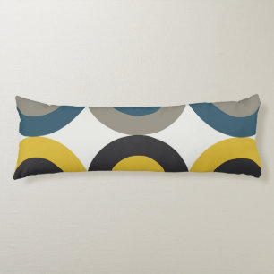 Coussins Longs Mi-siècle moderne bleu jaune Gunmetal