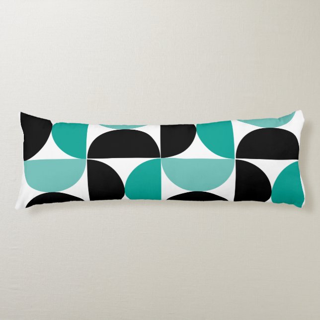 Coussins Longs Mi-siècle moderne noir blanc et menthe (Devant)