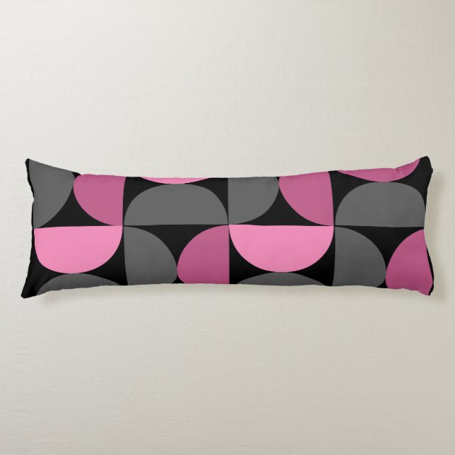 Coussins Longs Mi-siècle moderne rose, noir et gris (Devant)