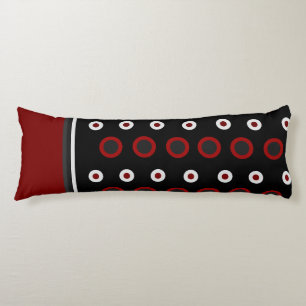 Coussins Longs Mi-siècle moderne rouge, noir et gris