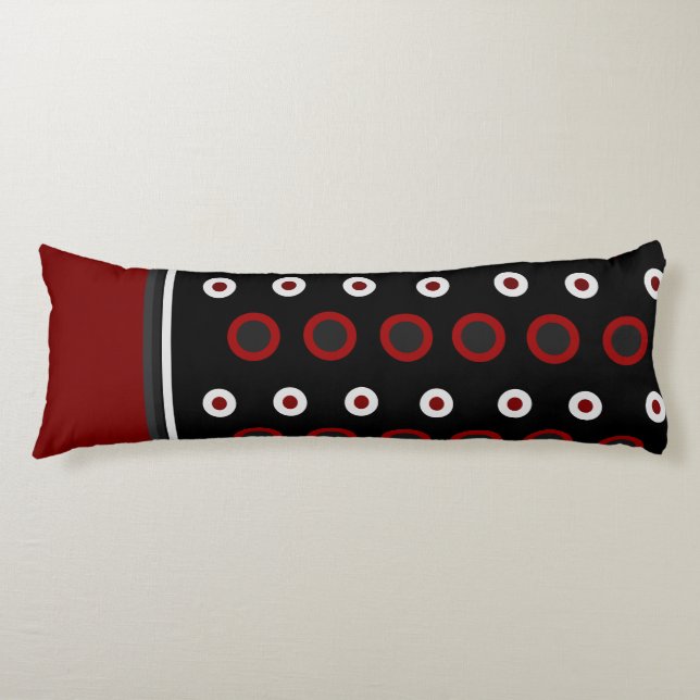 Coussins Longs Mi-siècle moderne rouge, noir et gris (Devant)