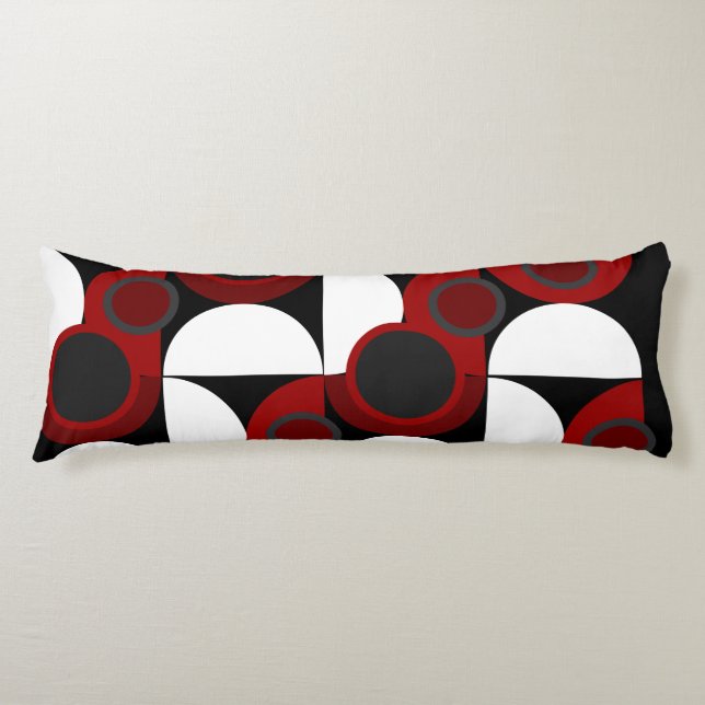 Coussins Longs Mi-siècle moderne rouge, noir et gris (Devant)