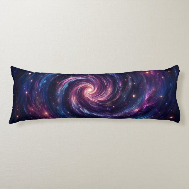 Coussins Longs Midnight Galaxy Swirl – Deep Purples & Blues (Devant)