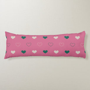 Coussins Longs Mignon cœur simple rose/vert sans couture