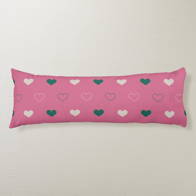 Coussins Longs Mignon cœur simple rose/vert sans couture (Devant)