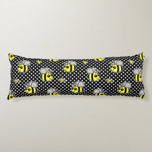 Coussins Longs Mignon gaffez le noir de motif d'abeille