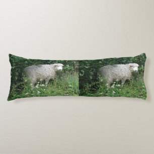 Coussins Longs Mignonne Blanc Fluffy Sheep Manger Corps Oreiller