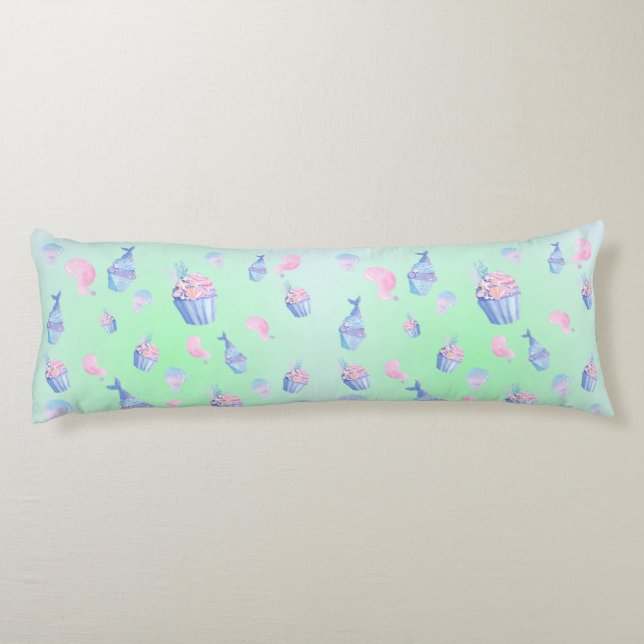 Coussins Longs mignonne cupcake Sweet sirène fête d'anniversaire  (Dos)