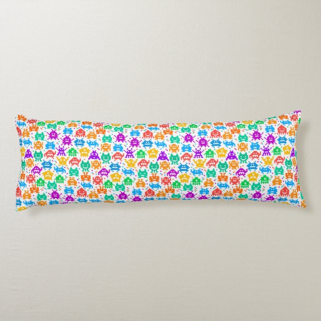 Coussins Longs Mignons monstres pixellisés colorés motifs (Dos)